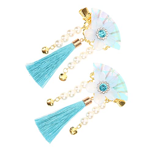 EXQUIMEUBLE Tassel Haarspangen im Japanischen Stil Blumen Fan Haarklammern für Mädchen Leichte und Bequeme Haarclips für Verschiedene Frisuren und Festliche Anlässe von EXQUIMEUBLE