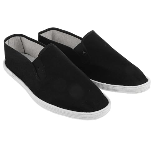 EXQUIMEUBLE Traditionelle Taichi Kampfsportschuhe Herren Atmungsaktive Stoffschuhe mit Weicher Sohle Leichte Trainingsschuhe für Kung Fu und Tai Chi Geeignet Schwarz von EXQUIMEUBLE