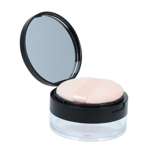 EXQUIMEUBLE Tragbarer Make Up Puderbehälter mit Integriertem Spiegel Doppelschichtiger Leerer Kosmetik Organizer für Losen Puder Inklusive Weichem Puderquaste Wiederverwendbar Zufällige Farbe von EXQUIMEUBLE