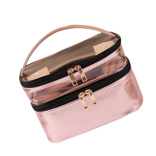 EXQUIMEUBLE Transparente Kosmetiktasche Reise Make-up Tasche Doppellagige Aufbewahrungstasche Mit Reißverschluss Tragbare Tasche Für Frauen Reise-Make-up-Tasche Reisetasche Große Kapazität von EXQUIMEUBLE