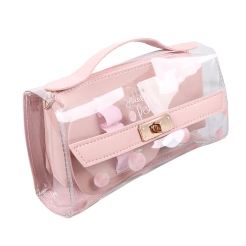EXQUIMEUBLE Transparente Kreative Federtasche mit Großer Kapazität Leichter Tragbarer Kulturbeutel und Kosmetiktasche für Damen Mädchen und Wasserabweisend und Langlebig von EXQUIMEUBLE