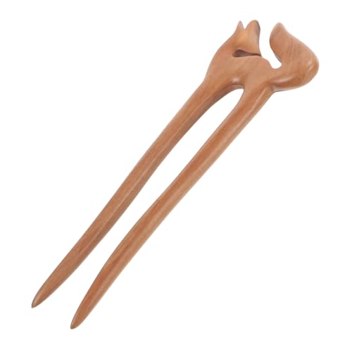 EXQUIMEUBLE U Förmige Haarnadel aus Pfirsichholz Eleganter Holz Haarschmuck Handgefertigter Haarforken Stil Einzigartiges Design für Damen Passend für Verschiedene Frisuren und Anlässe von EXQUIMEUBLE