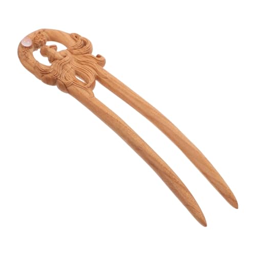 EXQUIMEUBLE Vintage Holz Haarstab für Frauen Dutt Haarnadel mit Schnitzereien Ethnischer Haarschmuck für Hochsteckfrisuren Retro Haargabel für Anlässe Dekorative Haaraccessoires von EXQUIMEUBLE