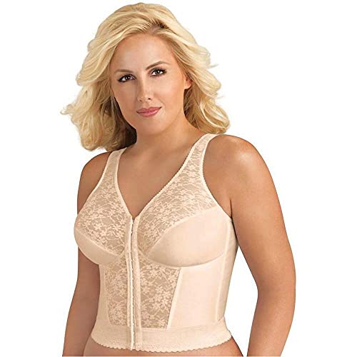 Exquisite Form Damen Vollständig vorne geschlossener Longline-Spitzen BH, Rosa/Beige, 90B von EXQUISITE FORM