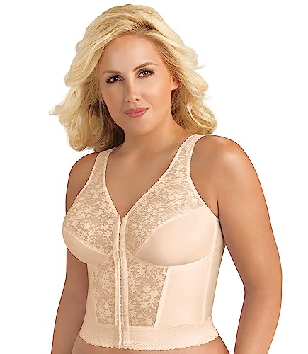 EXQUISITE FORM Fully Damen BH - Langer Stütz-BH mit Vorderverschluss und Spitze Frontverschluss BH Große Größen BH Rose-Beige Größe 105B von EXQUISITE FORM