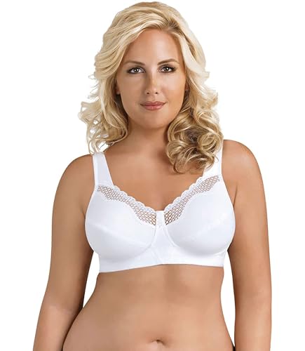 EXQUISITE FORM Fully Damen BH - Soft Cup Baumwoll-BH mit Spitze BH ohne Bügel Bügelloser BH Große Größen BH Weiß Größe 105G von EXQUISITE FORM