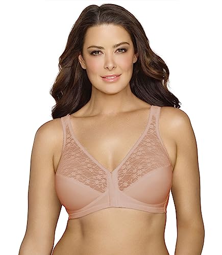 EXQUISITE FORM Fully Damen BH - Vorderverschluss BH mit Stützeffekt und Spitze Stütz-BH Frontverschluss BH Große Größen BH Rose-Beige Größe 105C von EXQUISITE FORM
