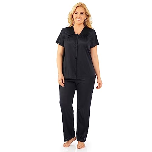 Exquisite Form Damen Coloratura Nachtwäsche Kurzarm Pyjama Set Pyjamaset, schwarz-Midnight Black, 38 von EXQUISITE FORM