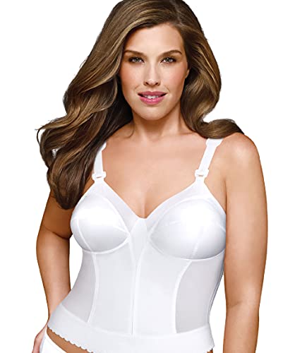 EXQUISITE FORM Damen Rückenverschluss Longline BH, Weiss/opulenter Garten, 95C von EXQUISITE FORM