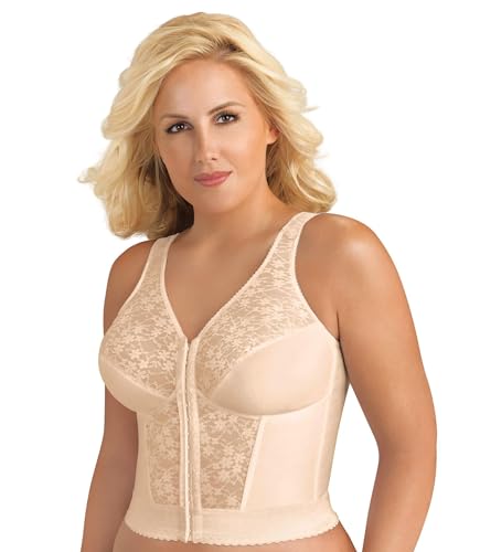 Exquisite Form Damen Vollständig vorne geschlossener Longline-Spitzen BH, Blickdicht, Rosa/Beige, 110D von EXQUISITE FORM