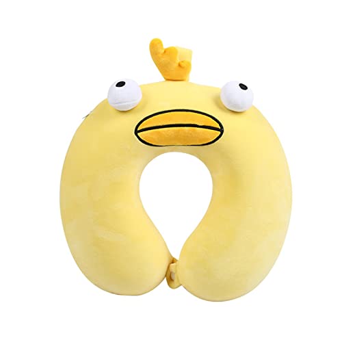 U-Shaped Cartoon Nackenkissen,Kinder Reisekissen Travel Pillow, Neck Pillow für Zug, Flugzeug, Auto, Bus, Schiff (Gelbe Ente) von EXQULEG