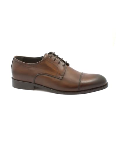 EXTON 1378 braun Holz Herren Derby Schuhe Schnürsenkel Leder Spitze Zeremonie 44 von EXTON
