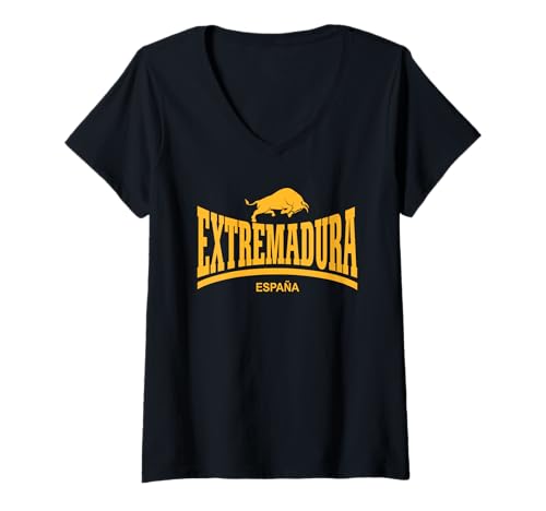 Damen Extremadura - ESPAÑA + STIER T-Shirt mit V-Ausschnitt Damen Extremadura - ESPAÑA + STIER T-Shirt mit V-Ausschnitt von EXTREMADURA