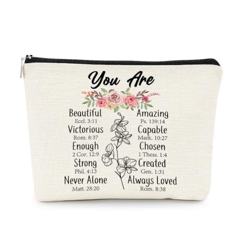 EXUQO Inspirierende kleine Make-up-Tasche für Frauen, "You Are Beautiful Amazing Positive Cosmetic Bag", Make-up-Tasche, Make-up-Tasche, Organizer, Geburtstag, Weihnachten, Geschenke für Frauen, von Exuqo