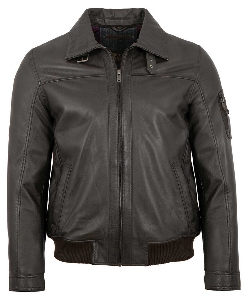 EXZ by Existenz Lederjacke Tom Cruise-O Existenz - Herren Lederjacke Blouson Kunstfell Lammnappa dunkelbraun von EXZ by Existenz
