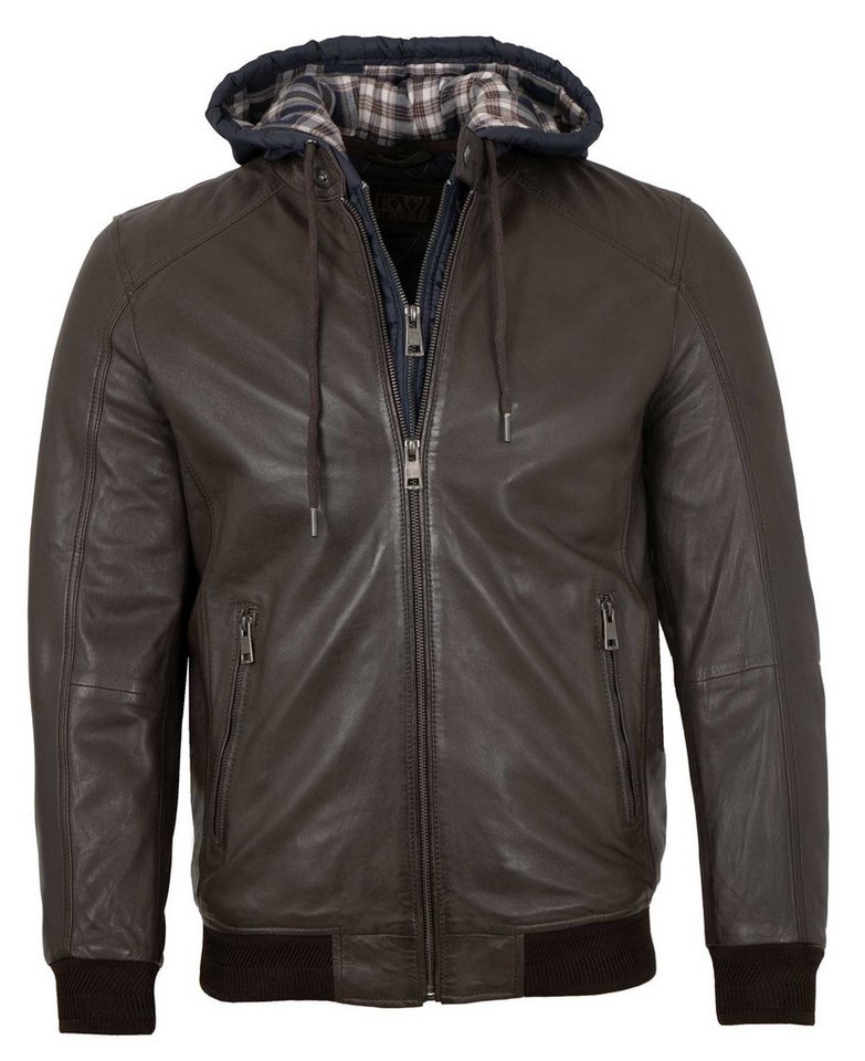 EXZ by Existenz Lederjacke Trebur Existenz - Herren Lederjacke Blouson Kapuze Lammnappa dunkelbraun von EXZ by Existenz