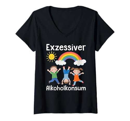 Damen EXZESSIVER Alkoholkonsum - Lustige Kinder Zeichnung NEU T-Shirt mit V-Ausschnitt Damen EXZESSIVER Alkoholkonsum - Lustige Kinder Zeichnung NEU T-Shirt mit V-Ausschnitt von EXZESSIVER ALKOHOLKONSUM Lustige Sauf Illustration