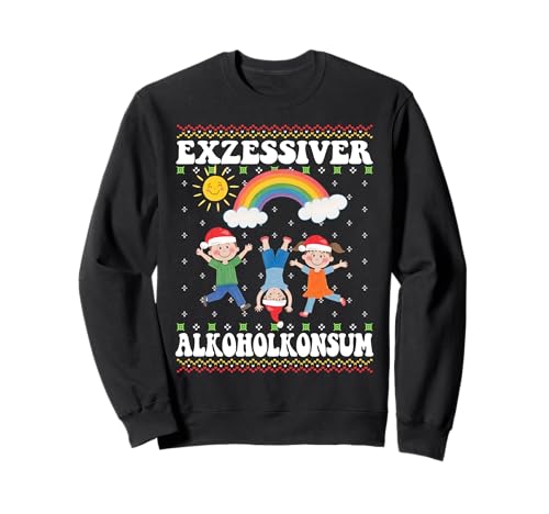 EXZESSIVER ALKOHOLKONSUM. Weihnachten XMAS Kinder Zeichnung Sweatshirt von EXZESSIVER ALKOHOLKONSUM - XMAS Kinder Zeichnung