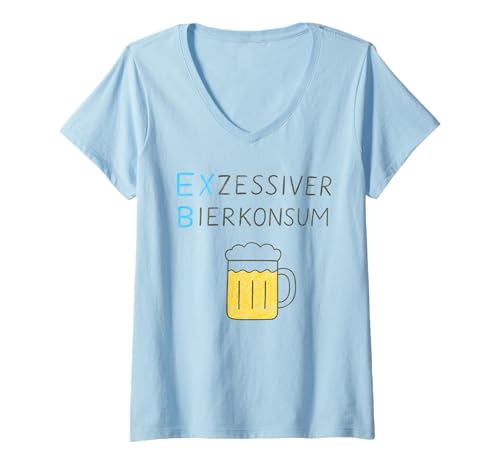 Damen EXZESSIVER BIERKONSUM X Bier Alkoholkonsum. Kinder Zeichnung T-Shirt mit V-Ausschnitt Damen EXZESSIVER BIERKONSUM X Bier Alkoholkonsum. Kinder Zeichnung T-Shirt mit V-Ausschnitt von EXZESSIVER BIERKONSUM - Lecker Bierchen Club Tee