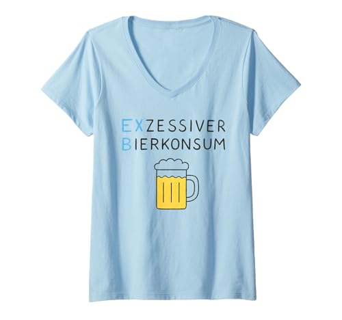 Damen EXZESSIVER BIERKONSUM X Bier Alkoholkonsum. Kinder Zeichnung T-Shirt mit V-Ausschnitt Damen EXZESSIVER BIERKONSUM X Bier Alkoholkonsum. Kinder Zeichnung T-Shirt mit V-Ausschnitt von EXZESSIVER BIERKONSUM - Lecker Bierchen Club