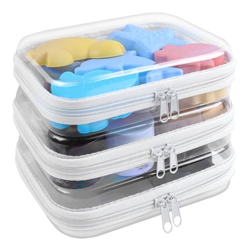 EYAYEN Transparente Hartschalen-Schutzhülle mit Reißverschluss, 3 Stück, transparente Aufbewahrungsbox, Behälter, Make-up-Taschen für kleine Gegenstände, wasserdichte Kosmetik-Organizer-Taschen für EYAYEN Transparente Hartschalen-Schutzhülle mit Reißverschluss, 3 Stück, transparente Aufbewahrungsbox, Behälter, Make-up-Taschen für kleine Gegenstände, wasserdichte Kosmetik-Organizer-Taschen für von EYAYEN