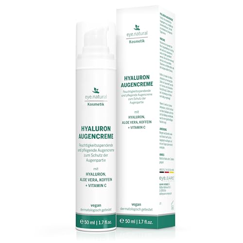 Eye Natural Hyaluron Augencreme 50ml - mit Aloe Vera und Koffein und Vitamin C – Vegane Premium Augenpflege gegen Falten, Schwellungen und Augenringe für Frauen und Männer - Made in Germany Eye Natural Hyaluron Augencreme 50ml - mit Aloe Vera und Koffein und Vitamin C – Vegane Premium Augenpflege gegen Falten, Schwellungen und Augenringe für Frauen und Männer - Made in Germany von EYE CARE COMPANY