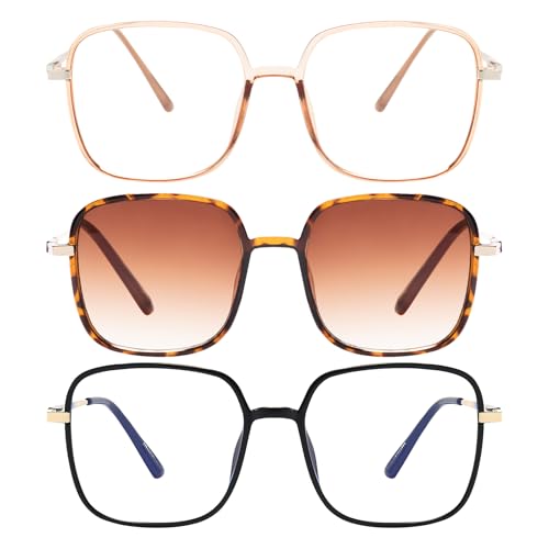 EYEGLSMST 3er-Pack Übergroße Lesebrillen 3,0 für Damen mit Lesesonnenbrille, Große Quadratische Blaulichtfilter Computerleser, Gross UV400 Getönte Sonnen-Leser EYEGLSMST 3er-Pack Übergroße Lesebrillen 3,0 für Damen mit Lesesonnenbrille, Große Quadratische Blaulichtfilter Computerleser, Gross UV400 Getönte Sonnen-Leser von EYEGLSMST