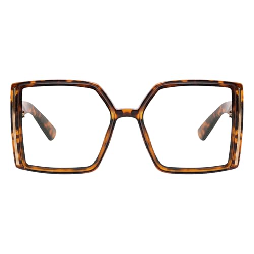 Extra Großer Quadratische Lesebrille 2,5 Damen, Stilvolle Übergroße Blaulicht Blockierende Computerleser, Gross Blendfreie Leser Brille, Geeignet für Menschen mit großen Köpfen und Gross Gesichtern von EYEGLSMST