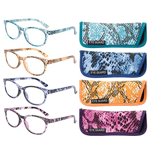 Eyeguard Lesebrille, stilvoll gemusterte Rahmen, modische Damenbrille für Damen, 4 Stück (4 Farben, 2,50) von EYEGUARD