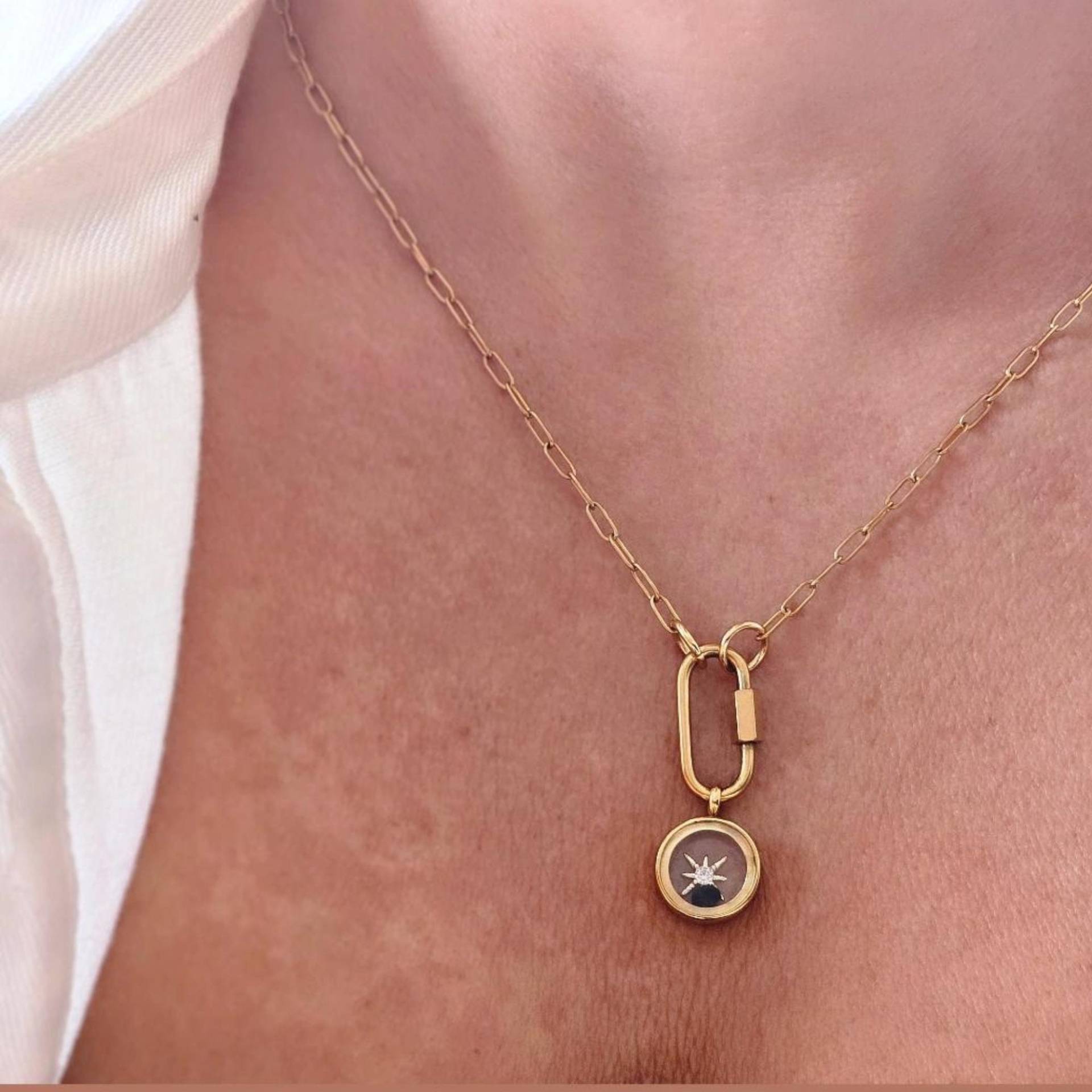 Benutzerdefinierte Birthstone Karabiner Halskette Benutzerdefinierte Charme Schmuck Gold Memory Locket Charm Personalisierte Geburtstag Geschenk von EyepothicJewellery