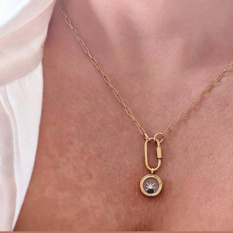 Benutzerdefinierte Birthstone Karabiner Halskette Benutzerdefinierte Charme Schmuck Gold Memory Locket Charm Personalisierte Geburtstag Geschenk von EyepothicJewellery