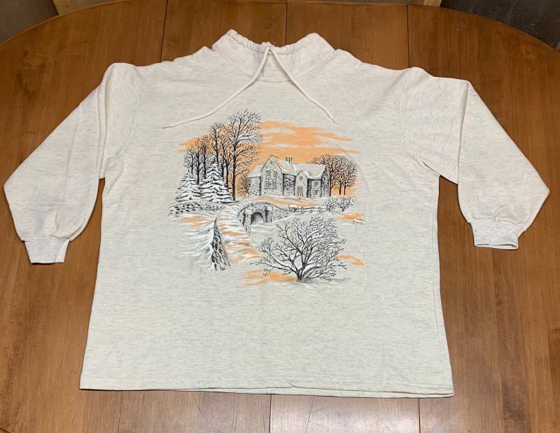 Vintage 90Er Winter Wonderland Grafik Pullover Sweatshirt Plus Größe 42 Made in Canada von EYESELLCLOTHES