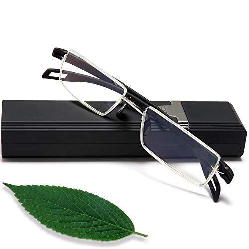 EYEURL Lesebrille mit Ultraleichtem TR90 Brillen Rahmen Lesehilfe aus Metallrahmen mit Brillenetui für Damen und Herren Anti-Blaulicht Lesebrille-2.25 von EYEURL