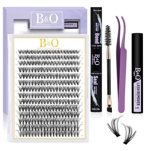 B&Qaugen Lashes Extension Set 280Pcs Lash Clusters 40D Wimpernverlängerung Kit 9-15MIX Wimpern Entferner und Applikatoren für Anfänger (Set 40D, 9-15MIX) von EYEVIS