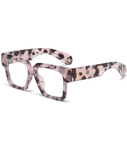 EYLRIM Brille mit quadratischem Rahmen für Damen und Herren, modisch, dicker Rahmen, Blaulicht-Brille, nicht verschreibungspflichtige Brillen, Rosa Leopardenmuster, M EYLRIM Brille mit quadratischem Rahmen für Damen und Herren, modisch, dicker Rahmen, Blaulicht-Brille, nicht verschreibungspflichtige Brillen, Rosa Leopardenmuster, M von EYLRIM