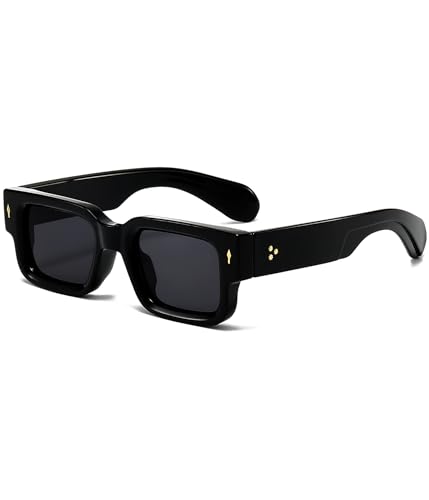 EYLRIM Quadratische Sonnenbrille mit dickem Rahmen für Damen und Herren, dicke rechteckige Sonnenbrille, schwarze Farbtöne, UV400-Schutz, 01 Schwarz/Grau, Medium EYLRIM Quadratische Sonnenbrille mit dickem Rahmen für Damen und Herren, dicke rechteckige Sonnenbrille, schwarze Farbtöne, UV400-Schutz, 01 Schwarz/Grau, Medium von EYLRIM