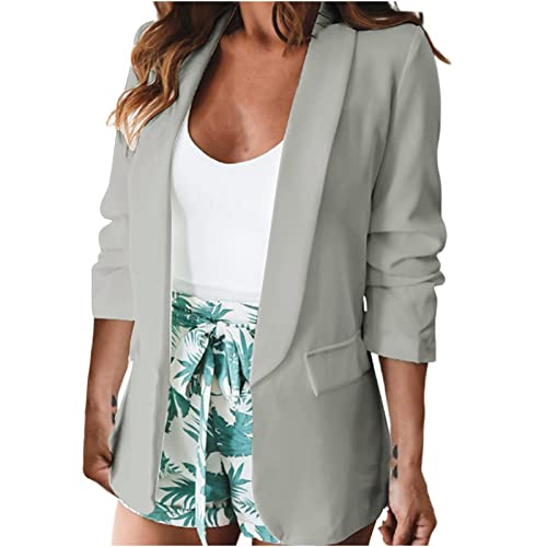 Blazer Damen Lang Oversize Blazer Oversize Blazer Damen Sakko Bluse Kurzarm Damen Blazer Damen Grosse Grössen Bluse Damen Sommer Lang 48 Hardshelljacken Damen Blazer Beige Schulmantel Für Mädchenkar von EYNMVR