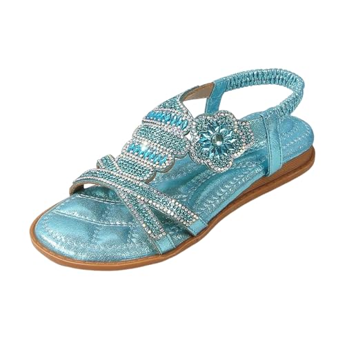 EYNMVR Blau Mädchen Prinzessin Schuhe Kinder Kristall Für Party Glitzer Pailletten Schulschuhe Prinzessinnenschuhe Brautschuhe Flach Kommunionsschuhe Stöckelschuhe Baby Abendschuhe 29.5 von EYNMVR