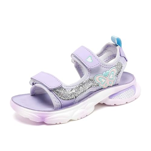 EYNMVR Lila Mädchen Prinzessin Schuhe Kinder Kristall Für Party Glitzer Pailletten Schulschuhe Prinzessinnenschuhe Brautschuhe Flach Kommunionsschuhe Stöckelschuhe Baby Abendschuhe 29.5 von EYNMVR