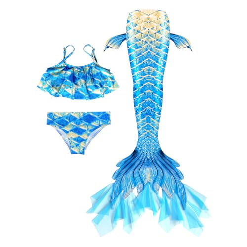 EYNMVR Meerjungfrau Kostüm Mädchen, Blau Mädchen Bikini Set 3pcs Kinder Blumen Meerjungfrau Badeanzug Rüschen Tankini mit Rock Bademode Schwimmanzug 5-12 Jahre 10-11 Jahre EYNMVR Meerjungfrau Kostüm Mädchen, Blau Mädchen Bikini Set 3pcs Kinder Blumen Meerjungfrau Badeanzug Rüschen Tankini mit Rock Bademode Schwimmanzug 5-12 Jahre 10-11 Jahre von EYNMVR