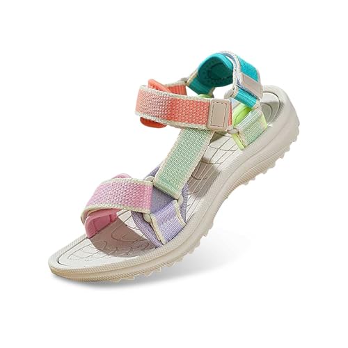 EYNMVR Multicolour Sandalen Mädchen Kinder Strandschuhe Prinzessin Sommerschuhe mit Fussbett Modische Outdoor Trekking Kindersandalen 33.5 von EYNMVR