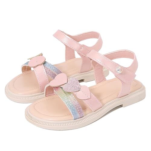 EYNMVR Rot Sandalen Mädchen Kinder Strandschuhe Prinzessin Sommerschuhe mit Fussbett Modische Outdoor Trekking Kindersandalen 32 von EYNMVR