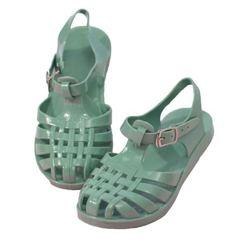 EYNMVR Sandalen Mädchen Sommerschuhe Kinder Sommer Flach Sandalen Strandschuhe Kinderschuhe Mädchenschuhe Leder Sandales Bequemes Hausschuhe Barfußschuhe Freizeitschuhe Strandsandale Outdoor Green,26 von EYNMVR
