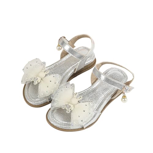 EYNMVR Silber Sandalen Mädchen Kinder Sommerschuhe Prinzessin Trekkingsandalen Glitzer Kinderschuhe Sommer Schuhe Strandschuhe 30.5 von EYNMVR