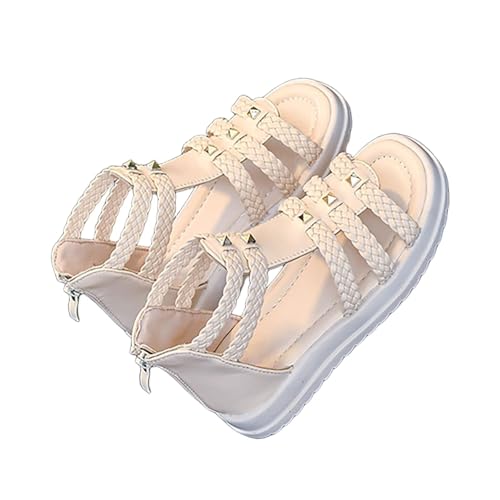 EYNMVR Weiß Mädchen Sandalen Sommer Kinder Strandschuhe Elegant Prinzessin Schuhe Mit Blumen Bequeme Weichen Flache Sommerschuhe 2025 Mode Outdoor Trekking Kindersandalen 0-12 Jahre 27 von EYNMVR