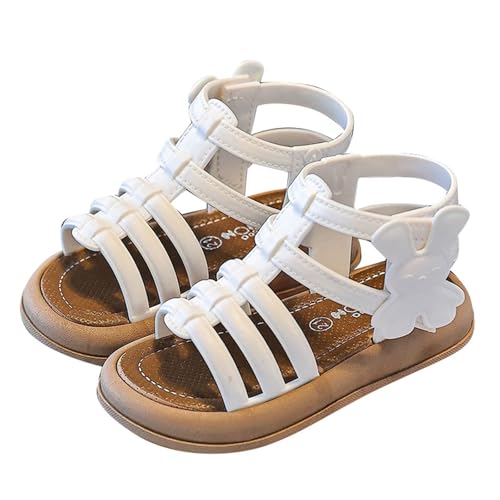 EYNMVR Weiß Mädchen Sandalen Sommer Kinder Strandschuhe Elegant Prinzessin Schuhe Mit Blumen Bequeme Weichen Flache Sommerschuhe 2025 Mode Outdoor Trekking Kindersandalen 0-12 Jahre 28 von EYNMVR