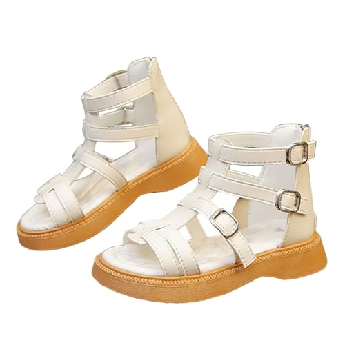 EYNMVR Weiß Mädchen Sandalen Sommer Kinder Strandschuhe Elegant Prinzessin Schuhe Mit Blumen Bequeme Weichen Flache Sommerschuhe 2025 Mode Outdoor Trekking Kindersandalen 0-12 Jahre 28 von EYNMVR