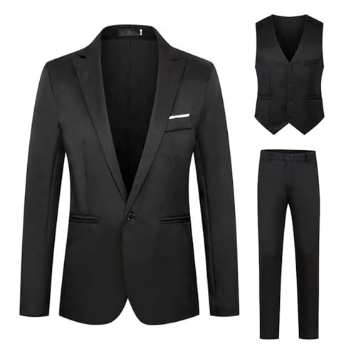 Herren Anzug Regular Fit Schurwolle Leichter Blazer Herren Sommer Büro Outfit Herren Sommer Hosenanzug Herren-Blazer Sportlich-Elegant Business Outfit Herren Sommer Herren Anzug 3 Teilig Xxl Anzug H von EYNMVR