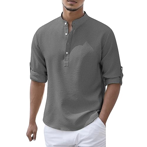 Herren Businesshemd Langarm,Rotationsdruck,modern fit Freizeithemden für Herren Comfort fit businesshemden für Herren weiß Comfort bügelfrei Langarmshirts für Damen Baumwolle Polo Shirts männer SMO von EYNMVR