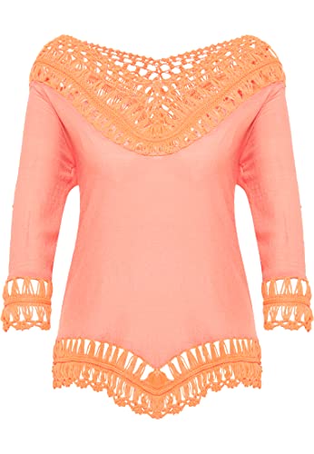 EYOTA Damen Tunika mit Häkelpart 21322913-EY01, ORANGE, M/L von EYOTA